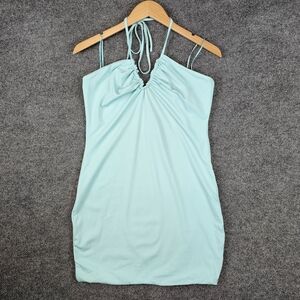 Cotton On | NWT Aqua Ruched Keyhole Halter Mini Dress ✨